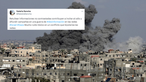 Israeli-Palestinian conflict - Khan Yunis 11 October 2023, Palestinian Territories, Khan Yunis: Smoke rises after Israeli air strikes on the city of Khan Yunis in the southern Gaza Strip. Photo: Abed Rahim Khatib/dpa
11/10/2023 ONLY FOR USE IN SPAIN