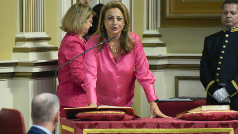 La diputada Cristina Valido durante la constitución de la XI Legislatura del Parlamento de Canarias, a 27 de junio de 2023, en Santa Cruz de Tenerife, Tenerife La diputada Cristina Valido durante la constitución de la XI Legislatura del Parlamento de Canarias, a 27 de junio de 2023, en Santa Cruz de Tenerife, Tenerife