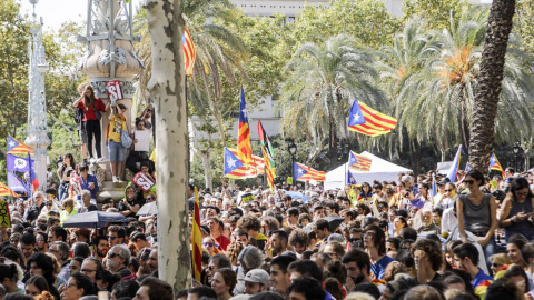 Concentració davant la seu del TSJC per la llibertat dels detinguts a l'Operació Anubis. XAVI HERRERO