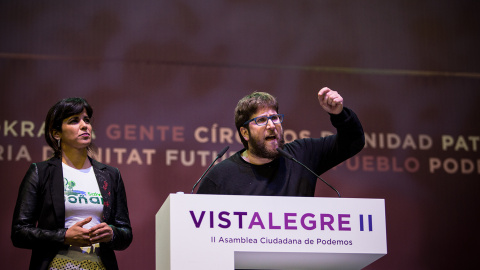 Miguel Urbán y Teresa Rodríguez en Vistalegre II. JAIRO VARGAS Miguel Urbán y Teresa Rodríguez en Vistalegre II. JAIRO VARGAS