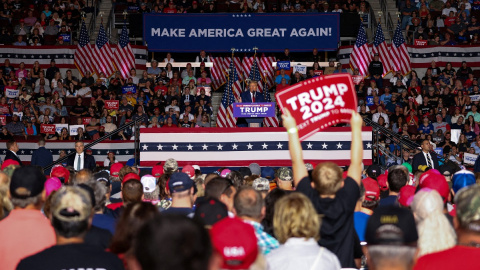 El expresidente de EEUU, Donald Trump, durante su campaña como candidato republicano en Erie, Pensilvania, a 29 de julio de 2023 El expresidente de EEUU, Donald Trump, durante su campaña como candidato republicano en Erie, Pensilvania, a 29 de julio de 2023