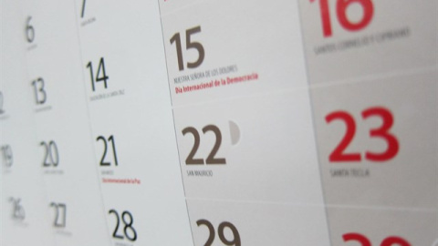 El calendario laboral de 2018 tendrá doce festivos con un solo puente. / Europa Press El calendario laboral de 2018 tendrá doce festivos con un solo puente. / Europa Press