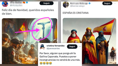 Capturas de las postales navideñas de tuiteros de ultraderecha.- TWITTER Capturas de las postales navideñas de tuiteros de ultraderecha.- TWITTER