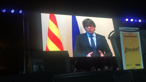 Mensaje de Carles Puigdemont para la manifestación en Barcelona. E.P. Mensaje de Carles Puigdemont para la manifestación en Barcelona. E.P.