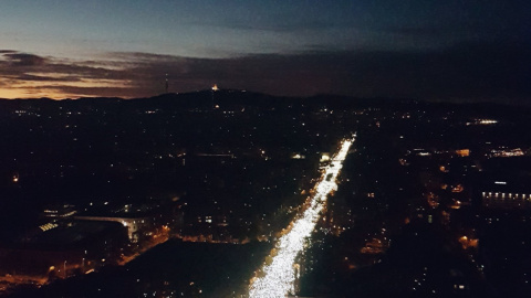 Imatge de la gran manifestació de Barcelona per exigir la llibertat dels presos polítics. Twitter @SergiCastanye Imatge de la gran manifestació de Barcelona per exigir la llibertat dels presos polítics. Twitter @SergiCastanye