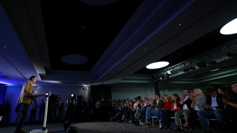 El presidente del Gobierno y del PP, Mariano Rajoy, durante el acto de presentación de las candidaturas de su partido para las elecciones catalanas del 21-D. REUTERS/Albert Gea El presidente del Gobierno y del PP, Mariano Rajoy, durante el acto de presentación de las candidaturas de su partido para las elecciones catalanas del 21-D. REUTERS/Albert Gea