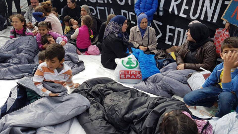 Vaga de fam a la plaça Sintagma d'Atenes per la llibertat de moviments dels refugiats. City Plaza Vaga de fam a la plaça Sintagma d'Atenes per la llibertat de moviments dels refugiats. City Plaza