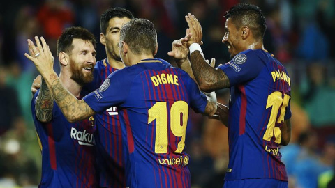 Los jugadores del Barcelona celebran uno de los goles. EFE / Alejandro García Los jugadores del Barcelona celebran uno de los goles. EFE / Alejandro García