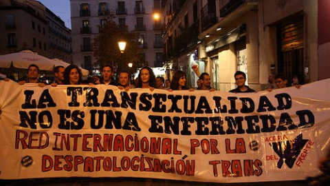 Manifestación a favor de la despatologización trans. Manifestación a favor de la despatologización trans.