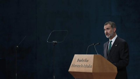 El rey durante su discurso en la entrega de los premios Princesa de Asturias. | EFE El rey durante su discurso en la entrega de los premios Princesa de Asturias. | EFE