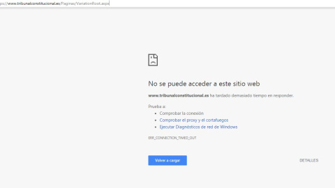 La Página Web del Tribunal Constitucional, inoperativa durante la jornada del 21 de octubre.