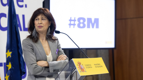 La ministra de igualdad, Ana Redondo, presenta en rueda de prensa la campaña institucional con motivo del 8M. La ministra de igualdad, Ana Redondo, presenta en rueda de prensa la campaña institucional con motivo del 8M.