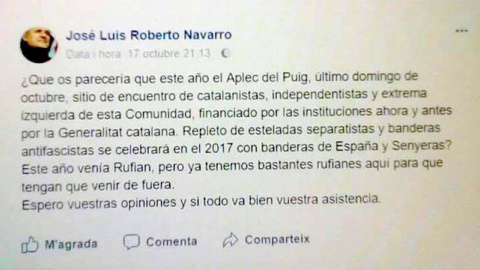 Perfil del líder de España 2000 en Facebook