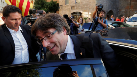 Puigdemont, tras su comparecencia en el Palau. REUTERS/Yves Herman