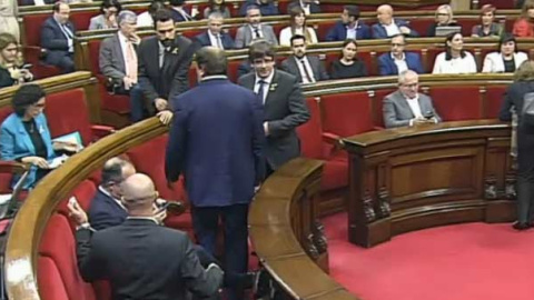 Puigdemont en el Parlament.