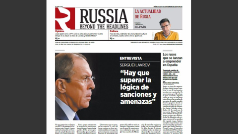Portada del suplemento 'Russia Beyond The Headines', financiado por Moscú y publicado por 'El País' hasta 2016 desde, al menos, 2011. Portada del suplemento 'Russia Beyond The Headines', financiado por Moscú y publicado por 'El País' hasta 2016 desde, al menos, 2011.