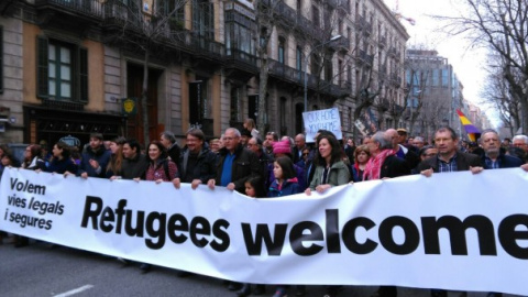 Imagen de la manifestación del pasado sábado 18 de febrero en Barcelona reclamando que se acoja a los refugiados / L.S Imagen de la manifestación del pasado sábado 18 de febrero en Barcelona reclamando que se acoja a los refugiados / L.S