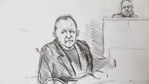 Un dibujo muestran a Madsen durante el juicio. (REUTERS) Un dibujo muestran a Madsen durante el juicio. (REUTERS)