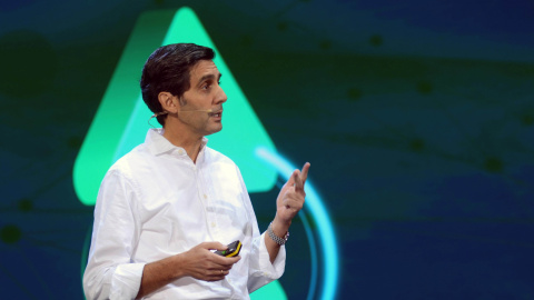 El presidente ejecutivo de Telefónica, José María Álvarez-Pallete, durante el encuentro con directivos del grupo. El presidente ejecutivo de Telefónica, José María Álvarez-Pallete, durante el encuentro con directivos del grupo.