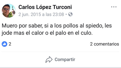 Publicación en Facebook de López Turconi.