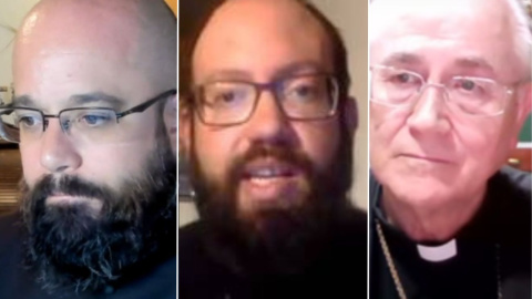 Los sacerdotes @PaterGongora y Francisco José Delgado durante un directo de Twitch.