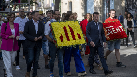 Diferentes dirigentes de ERC, el pasado lunes en una ofrenda floral con motivo de la Diada de Catalunya. Diferentes dirigentes de ERC, el pasado lunes en una ofrenda floral con motivo de la Diada de Catalunya.