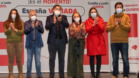 16/01/2022.- Los candidatos de la España Vaciada a las elecciones de Castilla y León, en un acto en en Ampudia (Palencia). ESPAÑA VACIADA 16/01/2022.- Los candidatos de la España Vaciada a las elecciones de Castilla y León, en un acto en en Ampudia (Palencia). ESPAÑA VACIADA