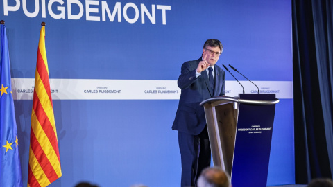 21/03/2024 - Carles Puigdemont durant la seva conferència a Elna per anunciar que liderarà la candidatura de Junts el 12-M. 21/03/2024 - Carles Puigdemont durant la seva conferència a Elna per anunciar que liderarà la candidatura de Junts el 12-M.