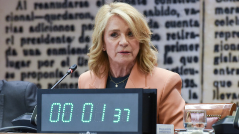 La presidenta interina del Consejo de Administración de la Corporación RTVE, Elena Sánchez Caballero, en el Senado. Archivo. La presidenta interina del Consejo de Administración de la Corporación RTVE, Elena Sánchez Caballero, en el Senado. Archivo.