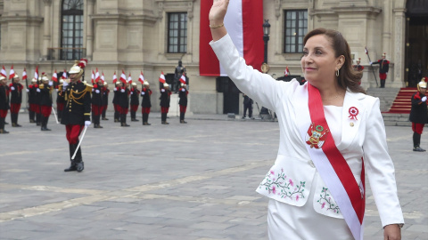 La presidenta de Perú, Dina Boluarte, durante un acto en Lima, a 28 de julio de 2023. La presidenta de Perú, Dina Boluarte, durante un acto en Lima, a 28 de julio de 2023.