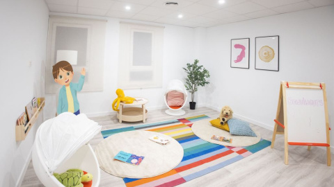 Un dels espais amigables de la Barnahus de Barcelona. Un dels espais amigables de la Barnahus de Barcelona.