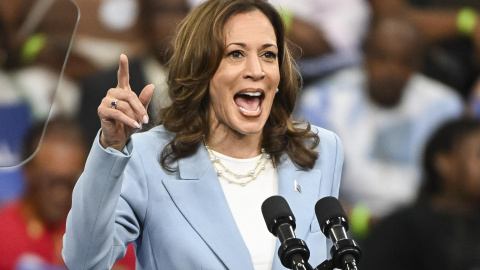 02/08/2024 La vicepresidenta de EEUU y candidata a la Casa Blanca, Kamala Harris, durante un acto en Atlanta (estado de Georgia). Foto de archivo. 02/08/2024 La vicepresidenta de EEUU y candidata a la Casa Blanca, Kamala Harris, durante un acto en Atlanta (estado de Georgia). Foto de archivo.