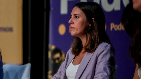 La ministra de Igualdad en funciones, Irene Montero, durante un acto de Podemos, en Madrid, a 16 de septiembre de 2023. La ministra de Igualdad en funciones, Irene Montero, durante un acto de Podemos, en Madrid, a 16 de septiembre de 2023.