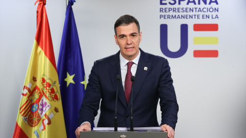 El presidente del Gobierno, Pedro Sánchez, en una rueda de prensa en Bruselas, a 22 de marzo de 2024. El presidente del Gobierno, Pedro Sánchez, en una rueda de prensa en Bruselas, a 22 de marzo de 2024.