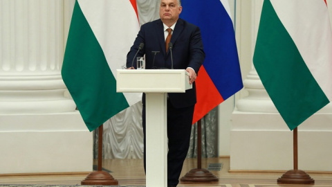 2/2/22-El primer ministro húngaro, Viktor Orban, en una conferencia de prensa conjunta con el presidente ruso, Vladimir Putin en Moscú (01/02/2022). 2/2/22-El primer ministro húngaro, Viktor Orban, en una conferencia de prensa conjunta con el presidente ruso, Vladimir Putin en Moscú (01/02/2022).