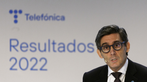 El presidente de Telefónica, José María Alvarez-Pallete, en la presentación de resultados anuales de la compañía, en Madrid. EFE/Sergio Pérez