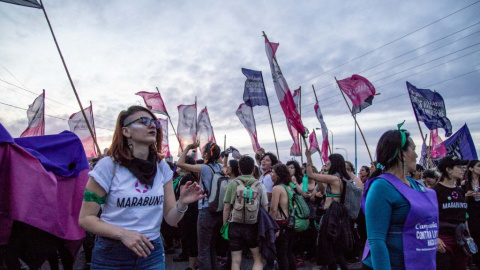 Imagen de archivo de la marcha del 33º Encuentro Nacional de Mujeres, en Trelew, Argentina, a 14 de octubre de 2018. Imagen de archivo de la marcha del 33º Encuentro Nacional de Mujeres, en Trelew, Argentina, a 14 de octubre de 2018.