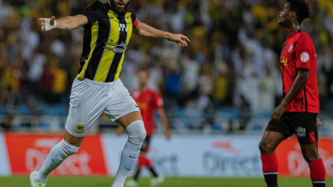 Karin Benzema celebra un gol con su equipo saudí, el Al-Ittihad Jeddah Club, a 24 de agosto de 2023. Karin Benzema celebra un gol con su equipo saudí, el Al-Ittihad Jeddah Club, a 24 de agosto de 2023.
