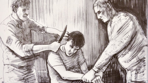 Viñeta de la novela gráfica 'El Agujero', donde el artista Sergiy Zajarov cuenta su experiencia en los sótanos de una prisión del Lugansk