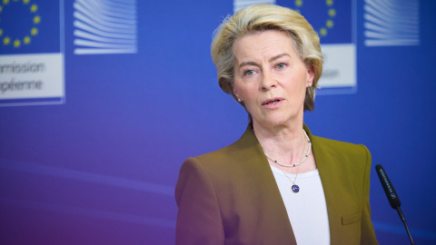 La presidenta de la Comisión Europea, Ursula von der Leyen, durante una rueda de prensa en Bruselas, a 24 de abril de 2023. La presidenta de la Comisión Europea, Ursula von der Leyen, durante una rueda de prensa en Bruselas, a 24 de abril de 2023.