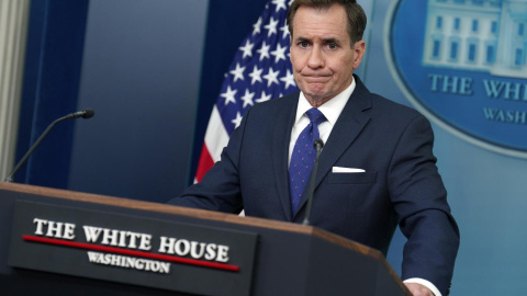 El portavoz del Consejo de Seguridad Nacional de la Casa Blanca, John Kirby, durante una rueda de prensa en Washington, el 4 de abril 2024. El portavoz del Consejo de Seguridad Nacional de la Casa Blanca, John Kirby, durante una rueda de prensa en Washington, el 4 de abril 2024.