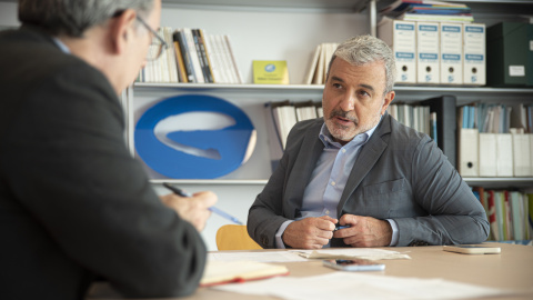 L'alcaldable del PSC, Jaume Collboni, en un instant de l'entrevista.