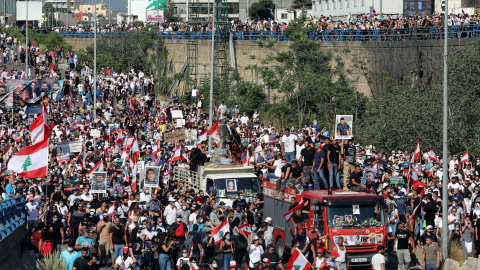 Manifestación del primer aniversario de la explosión del puerto de Beirut. Manifestación del primer aniversario de la explosión del puerto de Beirut.