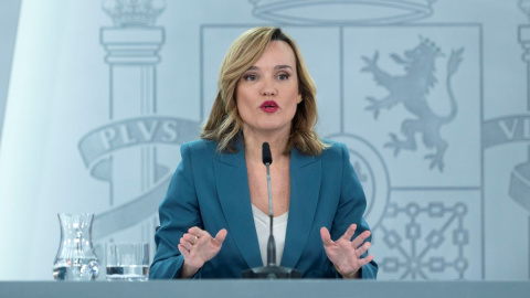 La ministra Portavoz, Pilar Alegría, durante una rueda de prensa posterior a la reunión del Consejo de Ministros, en La Moncloa, a 12 de diciembre de 2023. La ministra Portavoz, Pilar Alegría, durante una rueda de prensa posterior a la reunión del Consejo de Ministros, en La Moncloa, a 12 de diciembre de 2023.
