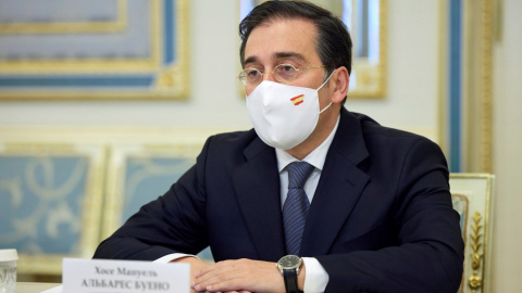 El Ministro de Relaciones Exteriores de España, José Manuel Albares, en una conferencia de prensa en Kiev, Ucrania, el 09 de febrero de 2022. — EFE El Ministro de Relaciones Exteriores de España, José Manuel Albares, en una conferencia de prensa en Kiev, Ucrania, el 09 de febrero de 2022. — EFE