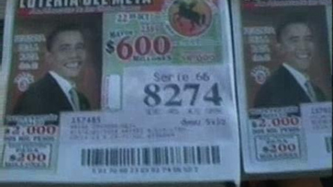 Billetes de lotería con la cara de Obama Billetes de lotería con la cara de Obama