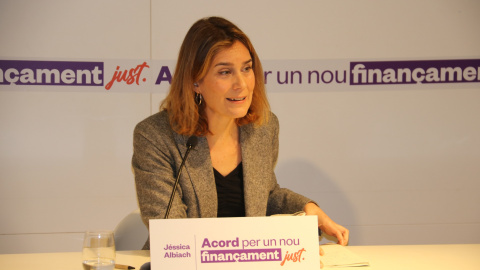 12/02/2022 - La presidenta d'En Comú Podem al Parlament, Jéssica Albiach, en la roda de premsa per presentar la proposta de finançament autonòmic del seu partit. 12/02/2022 - La presidenta d'En Comú Podem al Parlament, Jéssica Albiach, en la roda de premsa per presentar la proposta de finançament autonòmic del seu partit.