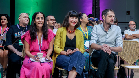 La diputada en el Congreso de Sumar, Tesh Sidi; la diputada de Sumar En Comú Podem, Julia Boada; y el copresidente de Verdes Equo, Florent Marcellesi; participan en la Green Social Summit, en Espacio Larra, a 30 de septiembre de 2023, en Madrid (España) La diputada en el Congreso de Sumar, Tesh Sidi; la diputada de Sumar En Comú Podem, Julia Boada; y el copresidente de Verdes Equo, Florent Marcellesi; participan en la Green Social Summit, en Espacio Larra, a 30 de septiembre de 2023, en Madrid (España)
