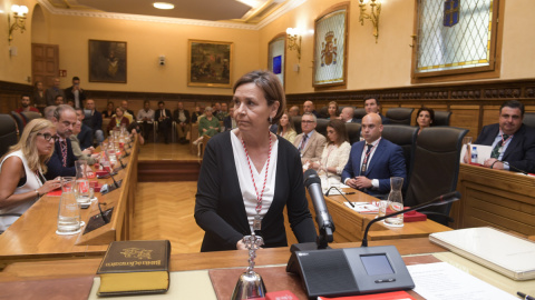 La presidenta de Foro Asturias, Carmen Moriyón, durante su toma de posesión en el marco del pleno constitutivo del Ayuntamiento de Gijón, a 17 de junio de 2023 La presidenta de Foro Asturias, Carmen Moriyón, durante su toma de posesión en el marco del pleno constitutivo del Ayuntamiento de Gijón, a 17 de junio de 2023