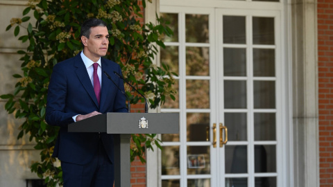 Pedro Sánchez comparece en La Moncloa para comunicar que continua al frente de la presidencia del Gobierno este lunes 19 de abril de 2024. Pedro Sánchez comparece en La Moncloa para comunicar que continua al frente de la presidencia del Gobierno este lunes 19 de abril de 2024.